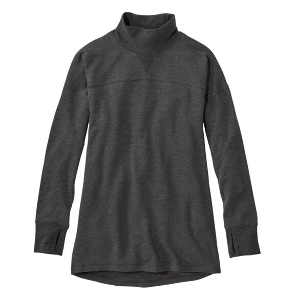 L.L. Bean SoftFlex Mockneck Pullover Size L Regular Midnight Black Heather Tunic - Picture 3 of 16
